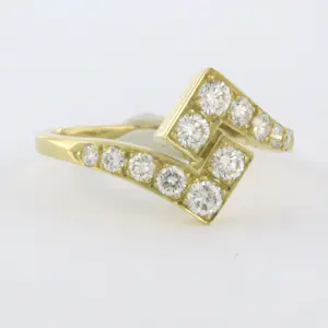 18k geel gouden ring bezet met briljant geslepen diamant 0.50ct - F/G - VS/SI kopen? Bied vanaf 700!