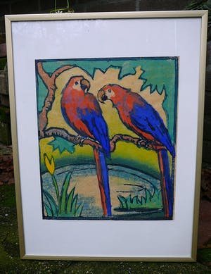 Niet of onleesbaar gesigneerd - Tropische vogels -aquarel- kopen? Bied vanaf 1!