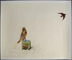 Th.W.L. de Pree - “beter 1 zwaluw in de lucht dan de lucht van 10 kanaries” - gesigneerde litho kopen? Bied vanaf 49!