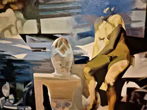 Calin Beloescu - Bekend Roemeens surrealist - GROOT olieverf "Mediterana" - gesigneerd kopen? Bied vanaf 1!
