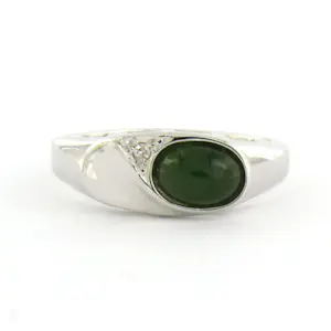 14k wit gouden ring met mos agaat en single cut geslepen diamant tot. 0.01ct kopen? Bied vanaf 200!