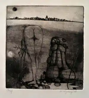 Nicolaas Wijnberg - Zeer uitzonderlijke ets - Gesigneerd - 1968 verkocht voor € 85!