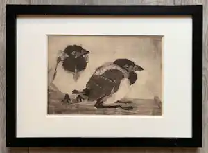 Jan Mankes - Originele Heliogravure 2 Jonge Eksters 1923 verkocht voor € 185!