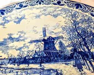 Chemkefa - Wandteller Keramik Delft Blauw Dekor Winterlandschaft nach F.J. du Chattel 70er kopen? Bied vanaf 20!