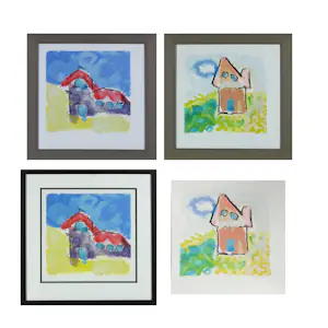 Henk van Vessem - Set van vier litho's, Huisjes - Ingelijst kopen? Bied vanaf 30!