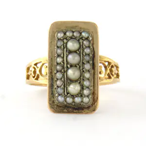 18k gouden ring bezet met parels - ringmaat 17 (53) kopen? Bied vanaf 400!