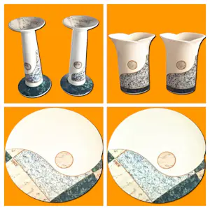 Hutschenreuther - Porzellan Set (6-teilig) 2 Platten 2 Vasen 2 Kerzenständer IG BCE Jubiläum kopen? Bied vanaf 48!