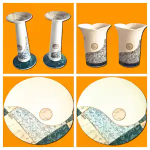 Hutschenreuther - Porzellan Set (6-teilig) 2 Platten 2 Vasen 2 Kerzenständer IG BCE Jubiläum kopen? Bied vanaf 48!