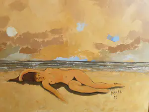 Niet of onleesbaar gesigneerd - Naakt op strand kopen? Bied vanaf 1!