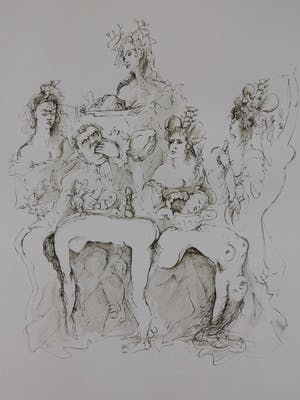 Leonor Fini - Croquis: Diner kopen? Bied vanaf 35!