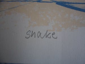 Bettina Lopetro - Zeefdruk, titel, "Snake ". kopen? Bied vanaf 10!