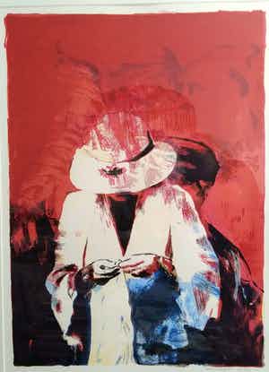Corrie van Heyst - mysterieuze vrouw in rood-wit-blauw, groot werk verkocht voor € 45!