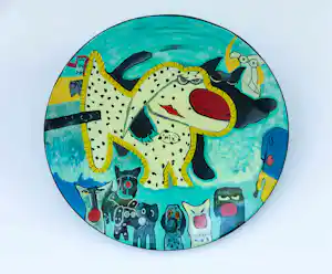 Jacob Herskind - & Solen, Wandbord, Dog mix verkocht voor € 225!