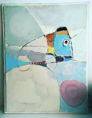 Niet of onleesbaar gesigneerd - Abstract en intrigerend (vrij groot) werk in olieverf kopen? Bied vanaf 1!