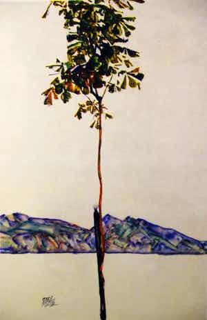 Egon Schiele - "Kastanienbaum am Bodensee 1912" Ausgabe 1948 verkocht voor € 85!