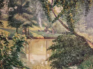 Niet of onleesbaar gesigneerd - Ca. 1920 Spaans post impressionistisch olieverf "rio Lemoa" GROOT! kopen? Bied vanaf 1!