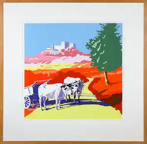 Marco Kooiman - Zeefdruk, Il castello - Ingelijst verkocht voor € 80!