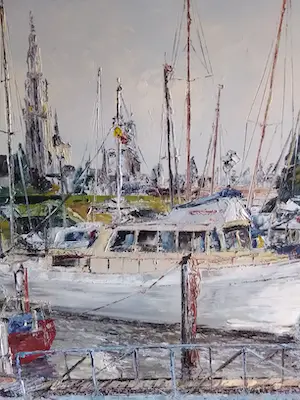 Niet of onleesbaar gesigneerd - Zicht op jachthaven van Antwerpen kopen? Bied vanaf 1!
