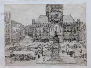 Gerrit Haverkamp - 1913 - De Grote Markt te Brugge kopen? Bied vanaf 20!
