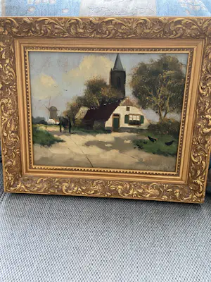 Niet of onleesbaar gesigneerd - Drie mooie schilderijen in lijst kopen? Bied vanaf 1!