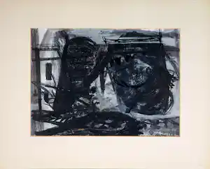 Lei Molin - Gemengde techniek op papier uit 1959, Zonder titel verkocht voor € 100!