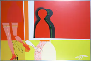 Adrian de Gijzel - Acryl op doek, Vlucht met kousen (Groot) kopen? Bied vanaf 1!