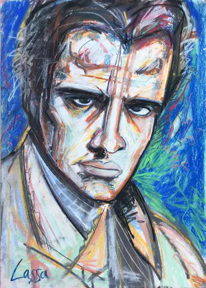 Niet of onleesbaar gesigneerd - portret in street art | pastel-/krijttekening - ingelijst kopen? Bied vanaf 1!