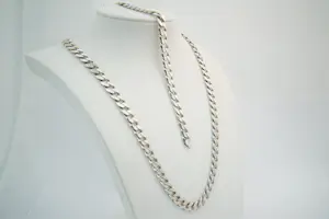 54 - Zware SET massief 1e ght. zilveren gourmette schakel collier en armband kopen? Bied vanaf 160!