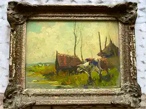 Toon Verplak - Weiland, schuur met koeien verkocht voor € 80!