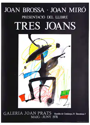 Joan Miro - Kleurenoffset-litho TRES JOANS uit 1978 verkocht voor € 35!