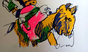 Herman Brood - zeefdruk: man te paard kopen? Bied vanaf 450!