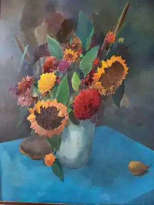 Jan de Leeuw - Bloemstilleven (groot!) verkocht voor € 110!