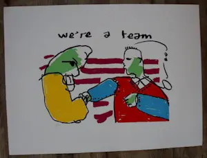Herman Brood - zeefdruk: We're a team kopen? Bied vanaf 295!