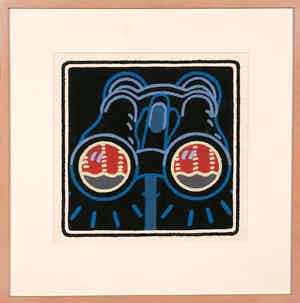 Dirk Wiarda - Gouache op papier, Toneelkijker - Ingelijst verkocht voor € 223!