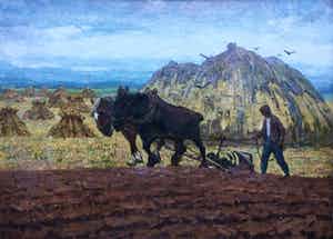 Herman Gouwe - C4184 - ploegende paarden en de boer verkocht voor € 500!