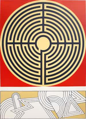 Lucio del Pezzo - Geometrisch abstracte compositie, litho verkocht voor € 65!