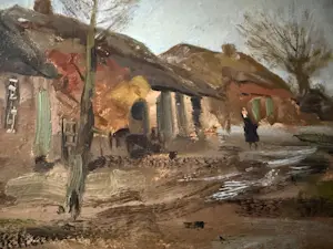 Willem G.F. Jansen - Een dorpsgezicht met een figuur op straat kopen? Bied vanaf 550!