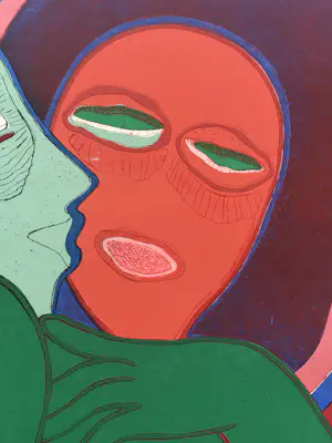 Corneille - ‘ Les Amants’ -kleurenets 1975 - epreuve d’essai - uniek werk. kopen? Bied vanaf 575!