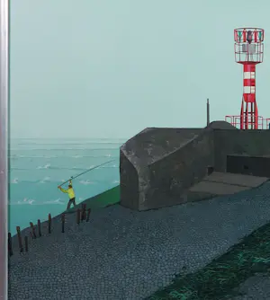 Kees Balvers - Acryl op doek, Vuurtoren - Ingelijst kopen? Bied vanaf 100!