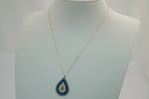 14- Fijn 14 Krt gouden collier met Nazar Amulet hanger. kopen? Bied vanaf 235!