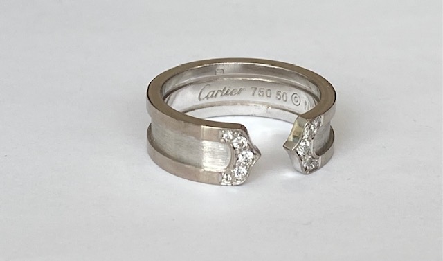 Authentieke Vintage 18K witgouden "C de Cartier" ring . kopen? Bied vanaf 1250!