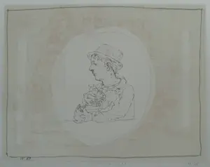Co Westerik - handgesigneerde kleurenlitho | 'Zelfportret met poes' | 1989 kopen? Bied vanaf 200!