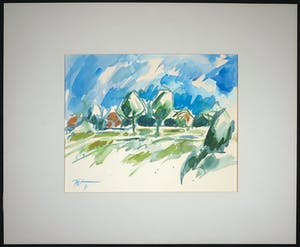 Piet Snoeren - Aquarel, Bomenlandschap kopen? Bied vanaf 1!