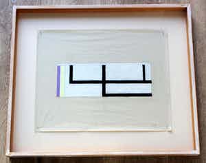 Jac Bisschops - ingelijste krijttekening op papier: geometrische compositie - 1989 verkocht voor € 195!