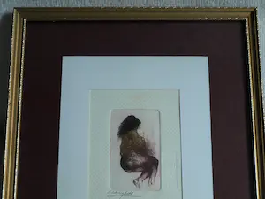 Niet of onleesbaar gesigneerd - Ingelijste ets , Halfnaakte vrouw kopen? Bied vanaf 1!