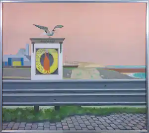 Kees Balvers - Acryl, Reddingsboei - Ingelijst verkocht voor € 85!