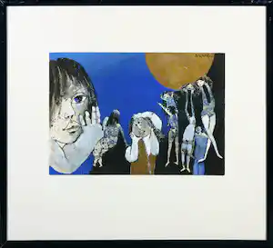 Ans Wortel - Gemengde techniek op papier, Zonder titel - Ingelijst verkocht voor € 200!