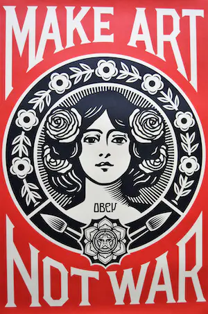 Shepard Fairey - MAKE ART NOT WAR SIGNED OFFSET LITHOGRAPH kopen? Bied vanaf 1!