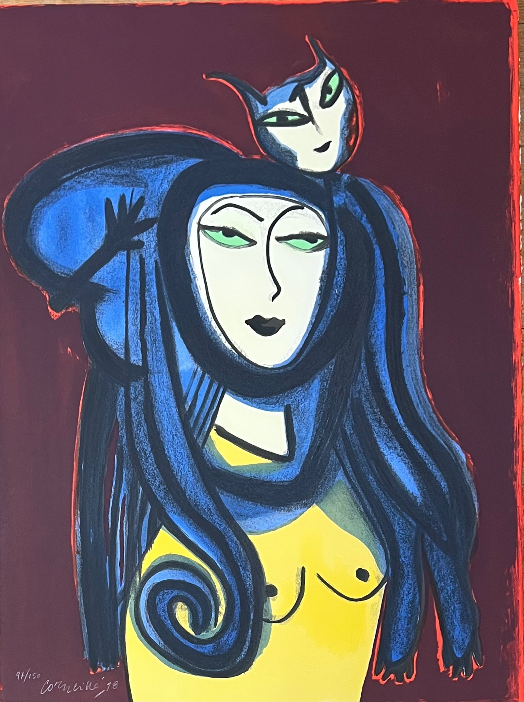 Corneille - Lithografie Vrouw met kat 1998 kopen? Bied vanaf 750!