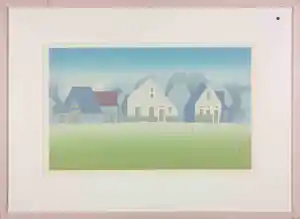 Harr Scheffer - Linosnede, Terschelling - Ingelijst verkocht voor € 50!